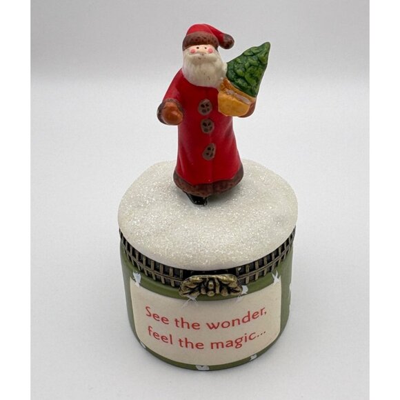 Vintage Hallmark Santa Claus Christmas Trinket Box See The Wonder Feel The Magic - Picture 10 of 10